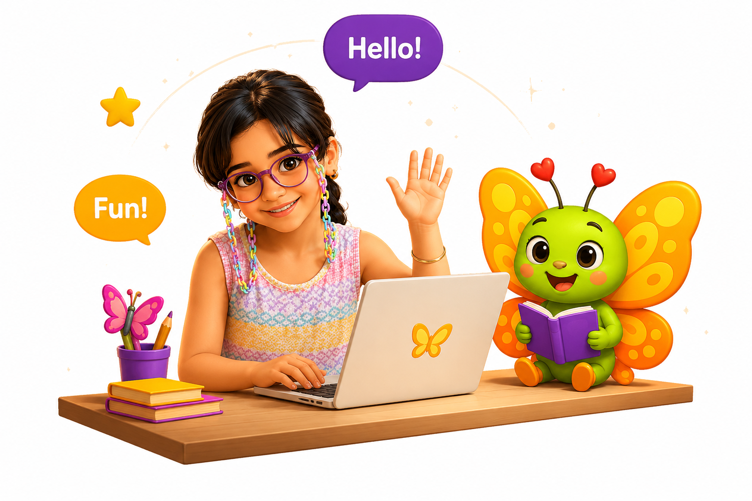 کودک در حال یادگیری آنلاین با لپ‌تاپ